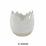 Jarrón de huevo de porcelana color crema 13x12cm