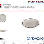 Plato hondo de porcelana PEARL beige 19x5cm