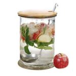 Ponchera de vidrio de 5 litros con tapa de bambú y cucharón