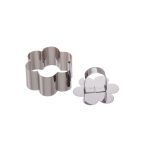 Anillo de acero inoxidable con flor y pulsador de 6 mm y 8 x 4 cm