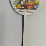 Adorno de MDF Conejo de Pascua Feliz 13cm