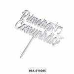 Adorno de acrílico plateado para primera comunión 1