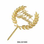 Adorno acrílico dorado de Feliz Cumpleaños 10 x 15 cm