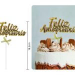 Adorno dorado de feliz cumpleaños de 18,5 cm