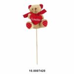 Ursinho Castanho C/ Coração 11cm C/Espeto