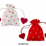 Saco de Veludo C/ Corações 14x18cm