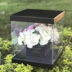 Caja cuadrada transparente/negra 20x28cm