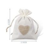 Bolsa de arpillera blanca con corazón 10x15cm