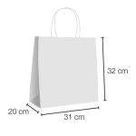 Bolsa de papel blanca para llevar con base Qua