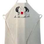 Delantal con Pecho en Tela Cruda San Valentin