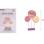 Adorno de feliz cumpleaños rosa, 3 piezas.