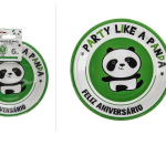 Plato de papel Panda 18cm 6uds.