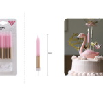 Vela lisa rosa/dorada de 8 cm, 6 unidades