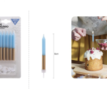 Vela lisa azul/dorada de 8 cm, 6 unidades