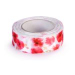 Cinta con flores rojas de tela y acetato, H4cmx20m