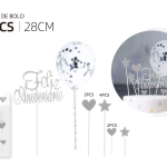 Adorno de Feliz Cumpleaños Plateado 28cm 11 Piezas