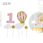 Adorno rosa de 1 año, 6 piezas, 20 cm