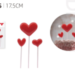 Adorno de corazones rojos (3 unidades, 17,5 cm)