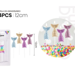 Vela de cola de sirena de 12 cm, 4 unidades