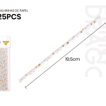 Pajitas de papel blancas con estrellas doradas de 19 cm