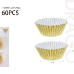 Molde de papel para cupcakes dorado de 11 cm, 60 unidades