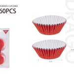Molde de papel para cupcakes rojo 11cm 60 uds