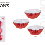 Molde de papel para cupcakes rojo de 9 cm, 80 unidades