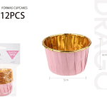 Molde para cupcakes rosa 5x4cm 12 piezas