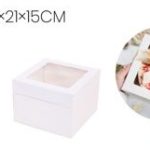 Caja de cartón para tartas con ventana 21x21x15cm