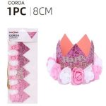 Corona de hadas con flores rosas de 8 cm