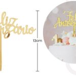 Adorno de feliz cumpleaños acrílico dorado de 13 cm