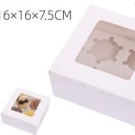Caja de cartón para 4 cupcakes con ventana 16x16