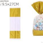 Bolsa de PP dorada con lazos para dulces 9,5 x 17 cm