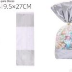 Bolsa de PP plateada con lazos para dulces 9,5 x 17 cm Sc
