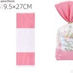 Bolsa de PP rosa con lazos para dulces 9,5x17cm Sc