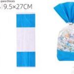 Bolsa PP Azul con Lazos para Dulces 9.5x17cm Sc.