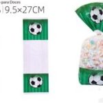 Bolsa de PP con lazos para dulces con motivo de fútbol 9.5