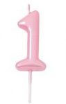 Vela de Cumpleaños Rosa Claro Nº1 5cm
