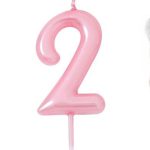 Vela de cumpleaños rosa claro Nº2 5cm