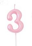 Vela de cumpleaños rosa claro Nº3 5cm