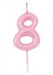Vela de Cumpleaños Rosa Claro Nº8 5cm