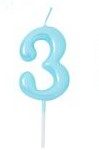Vela de cumpleaños azul claro n.º 3 de 5 cm