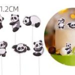 Adorno para tarta con motivo de panda, 6 piezas