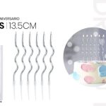 Vela fina trenzada plateada de 13,5 cm (6 unidades)
