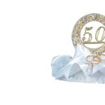 Arreglo de bodas de oro con anillos de boda de 10 cm