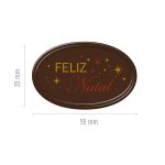 Plato de Chocolate Negro Feliz Navidad Ovalado 5,5x3,5cm Caja de 60