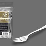 Tenedor de plástico plateado reutilizable de 20 cm (10 unidades)