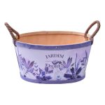 Jarrón de madera decorado con flores 19x19x12cm