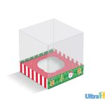 Caja de acetato para 1 cupcake navideño 10x10x12cm