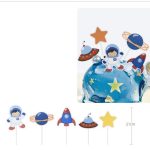 Adorno para tarta 21cm (Astronauta) 5 piezas.